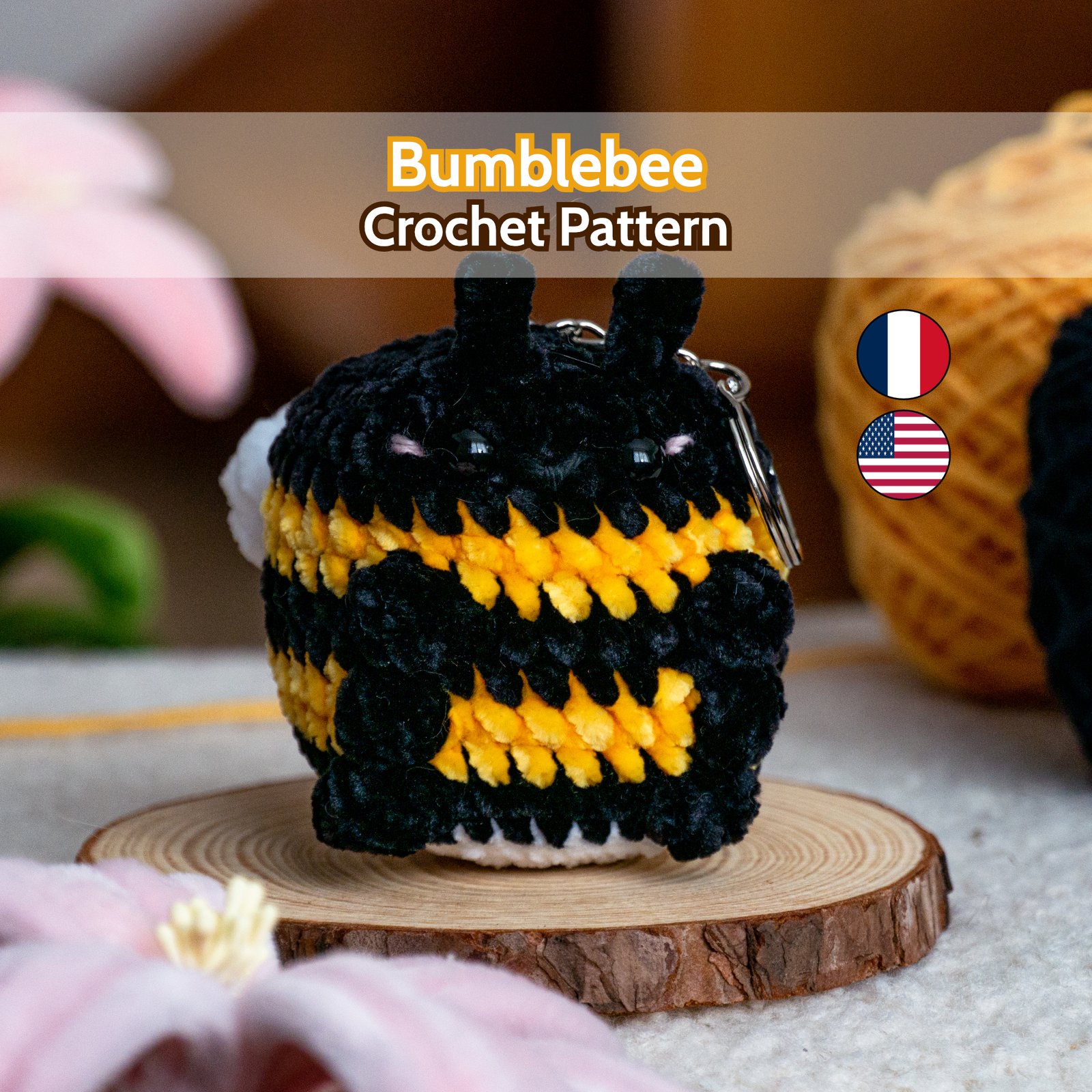 Patron Porte-clé Bourdon au Crochet - Tutoriel PDF (Français/Anglais)