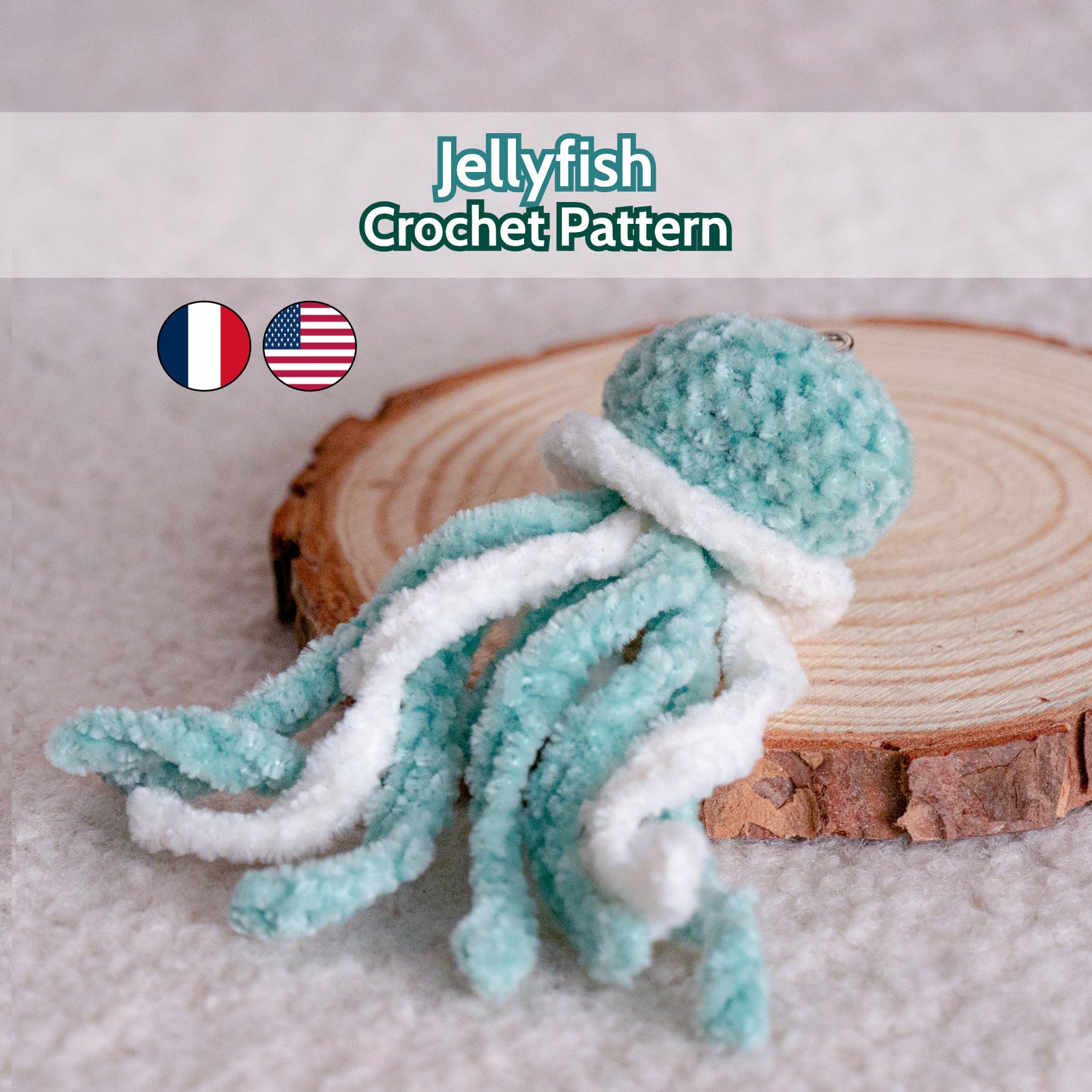 Patron Porte-clé Méduse au Crochet - Tutoriel PDF (Français/Anglais)