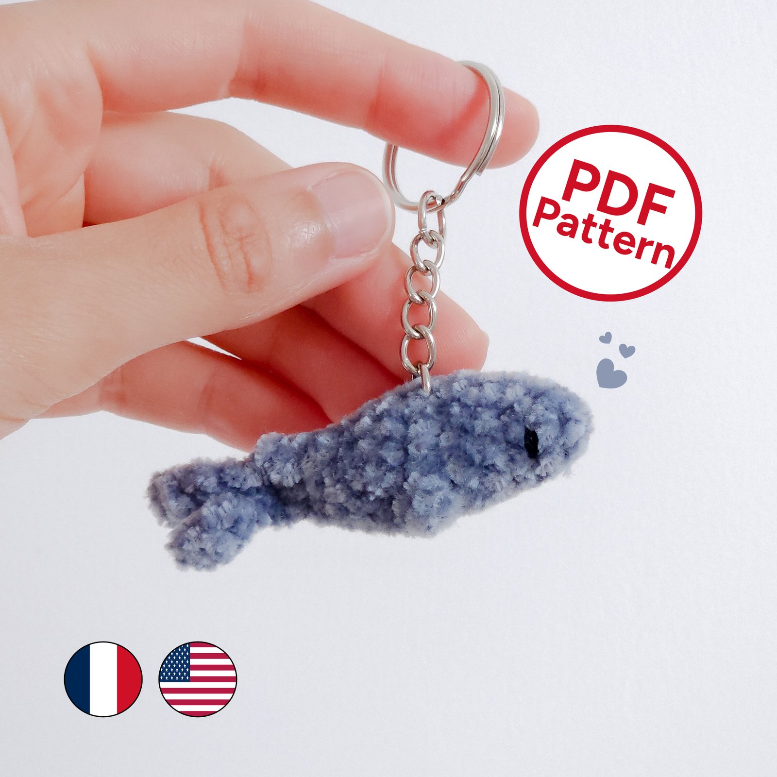 Patron Porte-clé Poisson au Crochet - Tutoriel PDF (Français/Anglais)