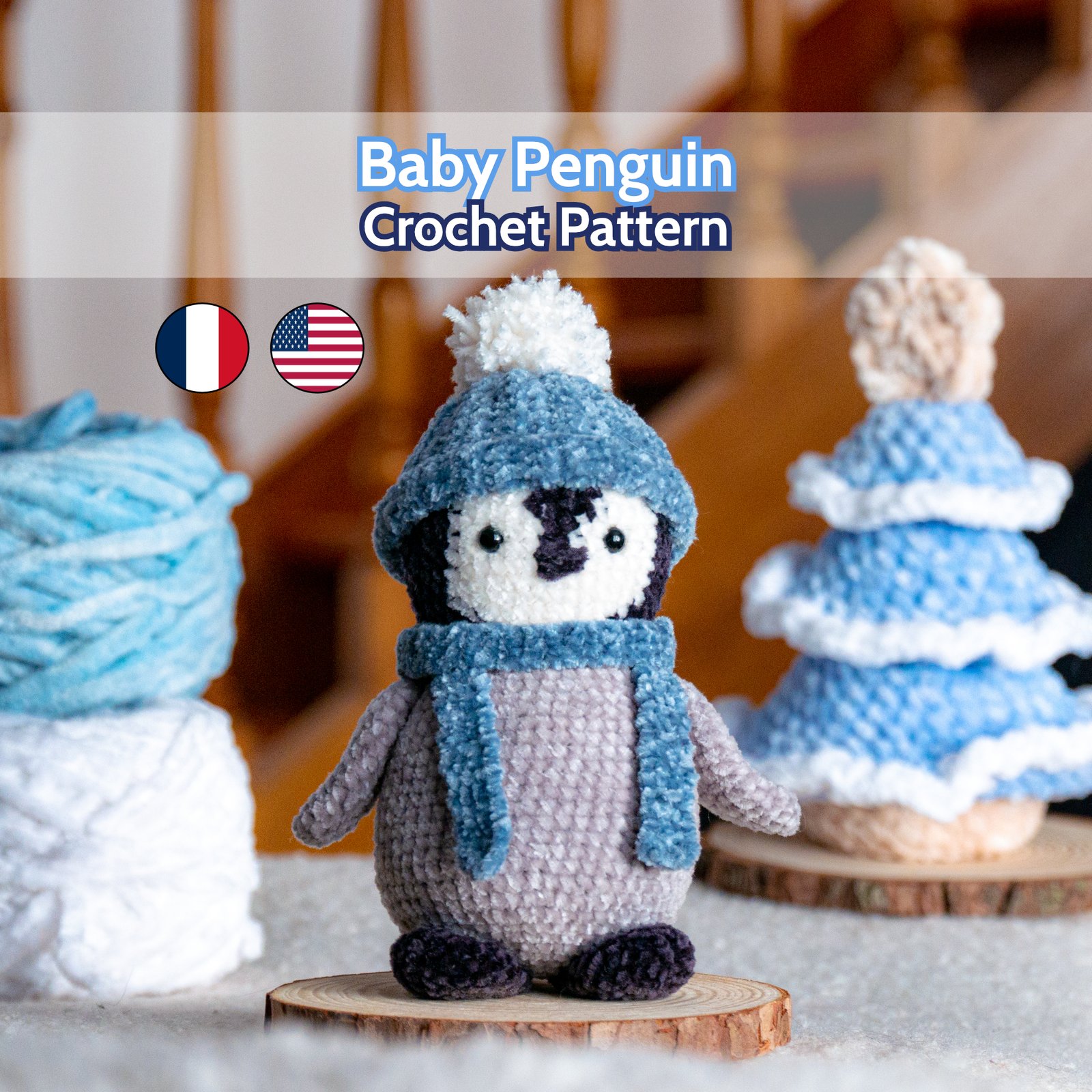Bébé Pingouin au Crochet - Patron Peluche PDF à télécharger Français et Anglais