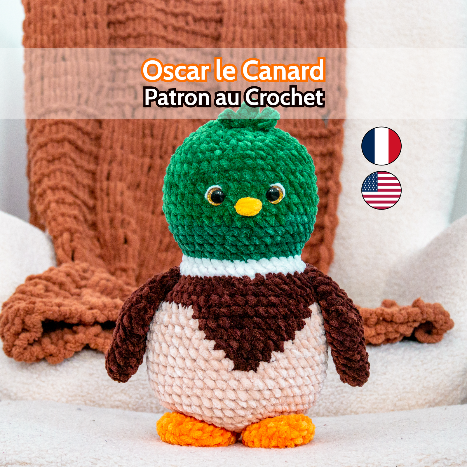 Le Canard au Crochet - Patron Peluche PDF à télécharger Français et Anglais